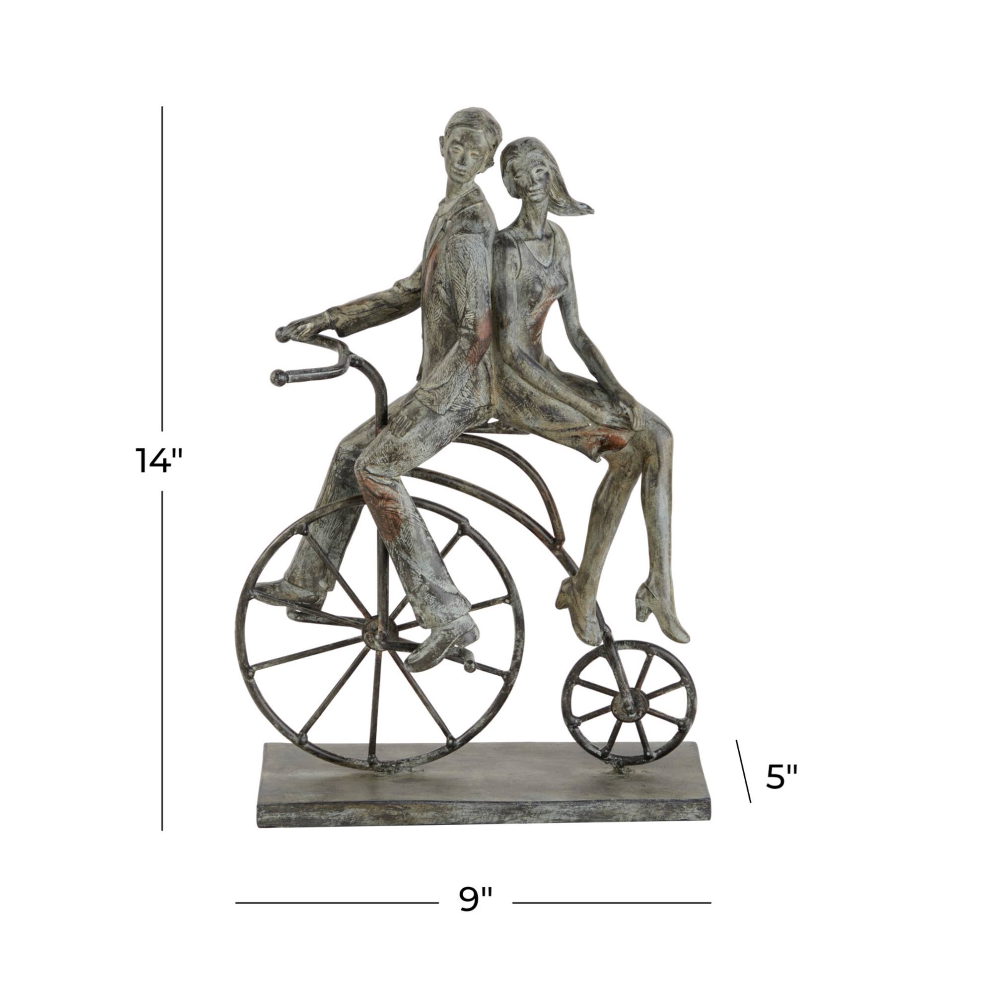 13" Gray Polystone Traditional Bicycle Sculpture